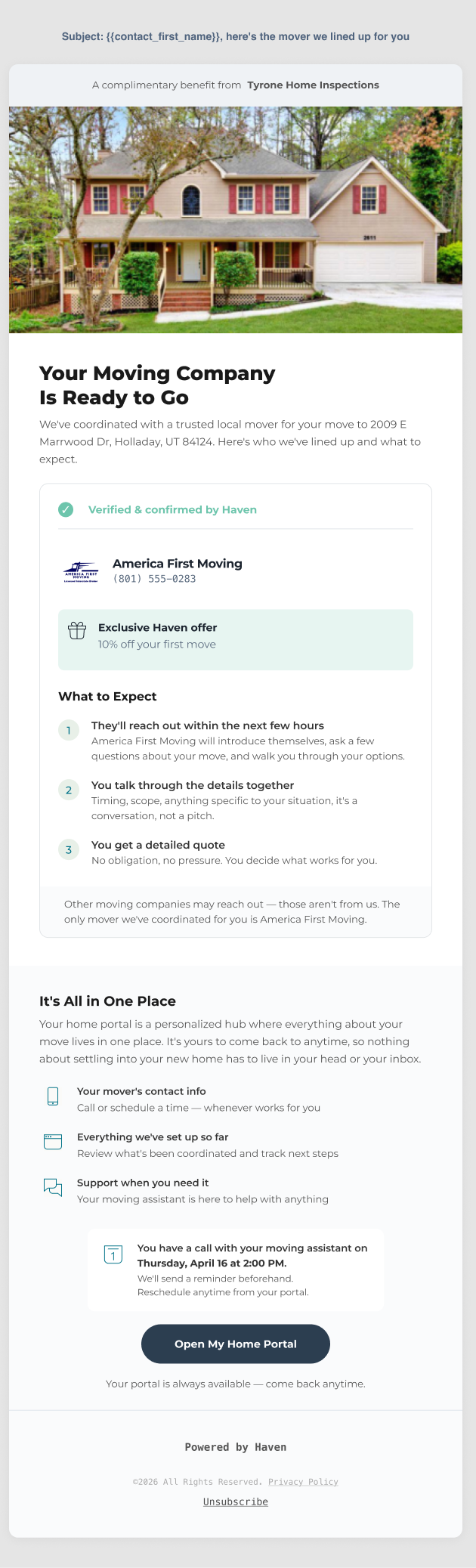 Follow-up confirmation email