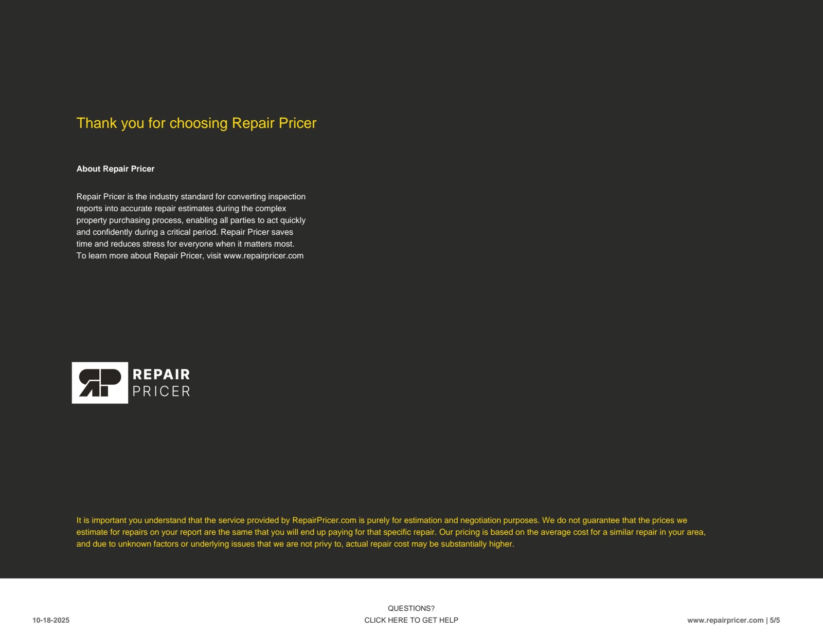 RepairPricer report page 5